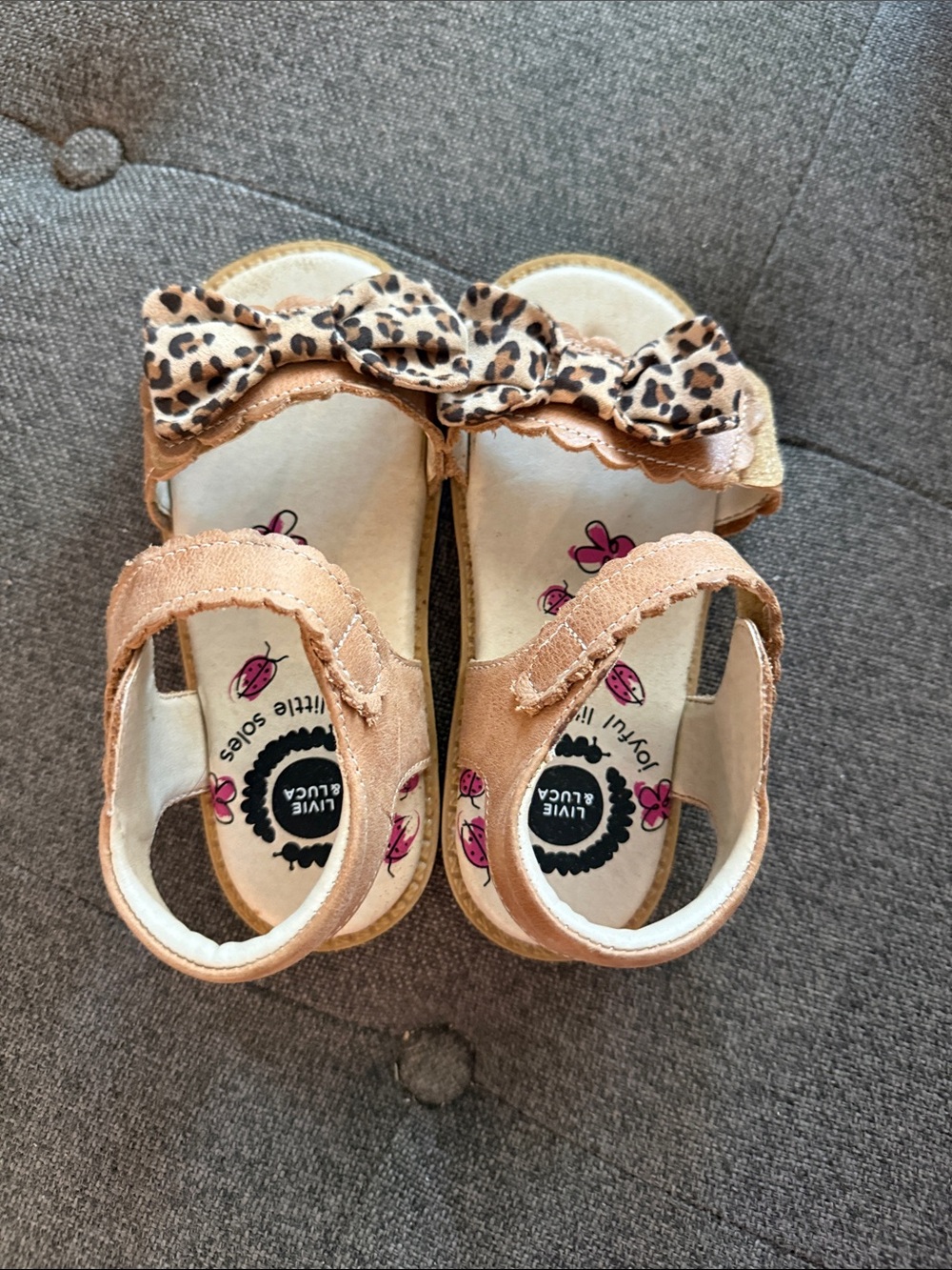 Livie & Luca Pink Glitter Sandals with Leopard Bow Accent
